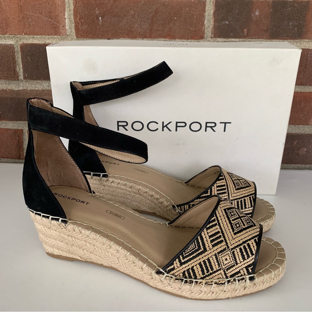 Rockport Womens Marah Ankle Strap wedge espadrille sandals US 9.5 W wide width - Picture 1 of 11